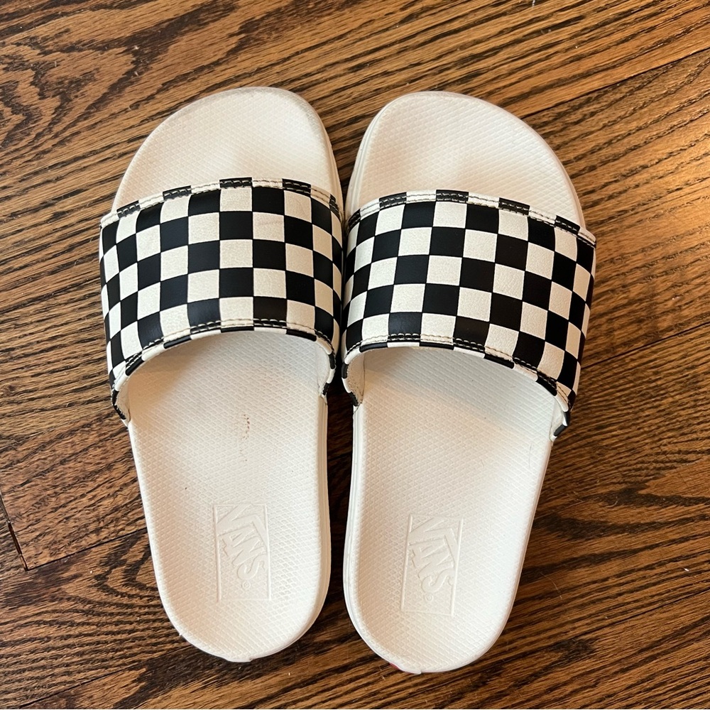 Vans Black and White Checkboard Slip-on Sandals